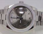Rolex Day-Date Polished Stainless Steel Silver Dial Mens Replica Watch